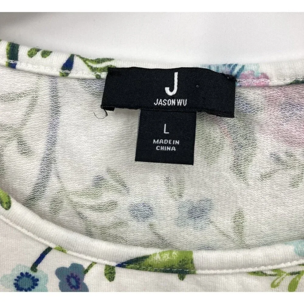 J Jason Wu Floral T Shirt Dress Spring White Pink Flowers Shift Womens Large - Picture 2 of 4